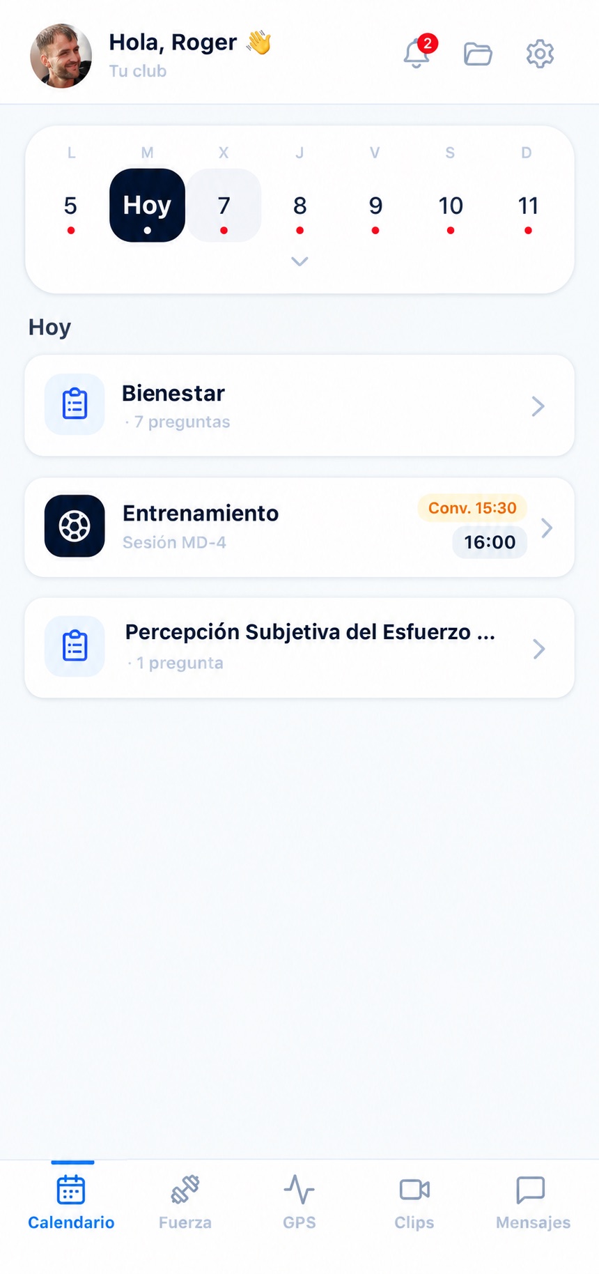 App del jugador en el móvil